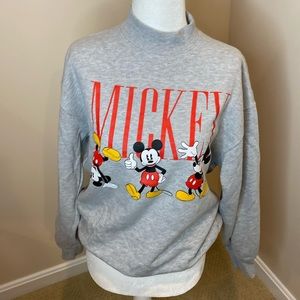Disney Mickey Mouse Mock Neck Sweatshirt in Grey